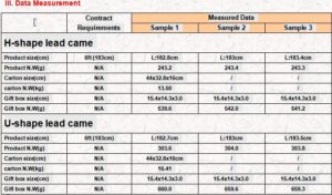 Lead came AQL qc inspection check in Tangshan city Hebei data measured
