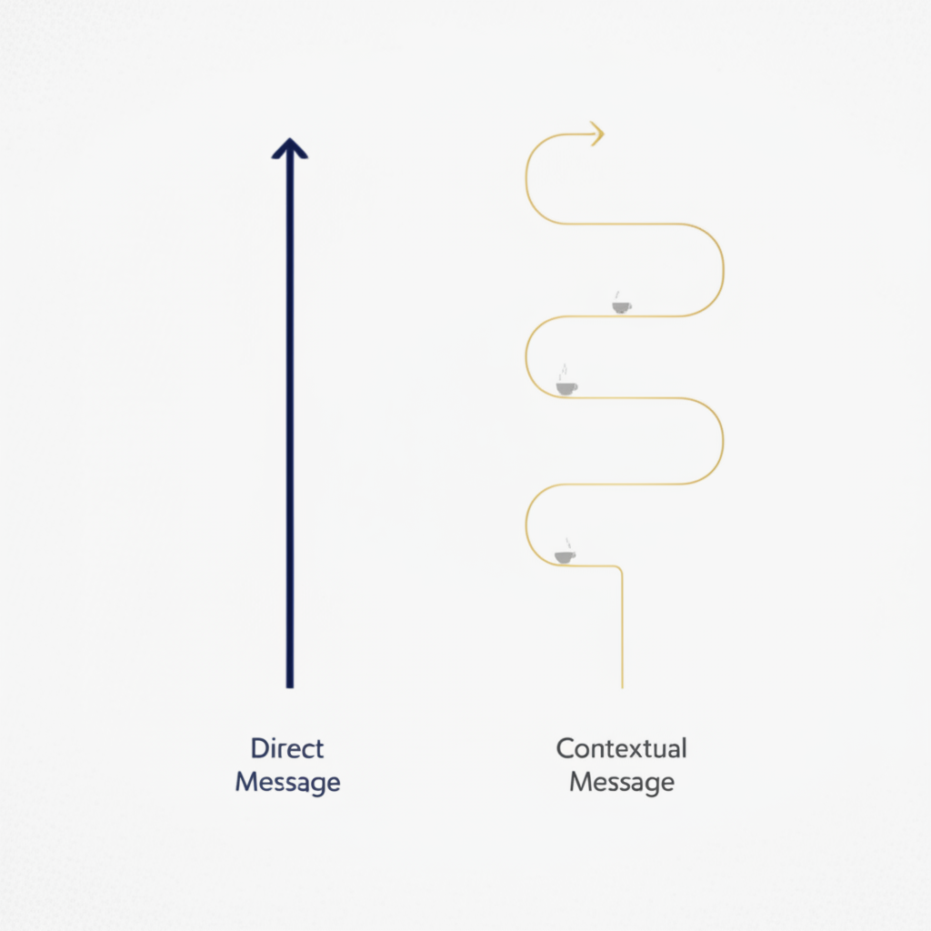 a diagram comparing direct low context and nuanced high context communication styles