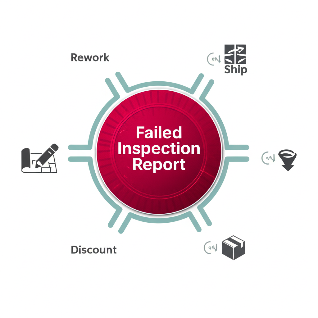 a diagram illustrating the five strategic options available after a failed product inspection