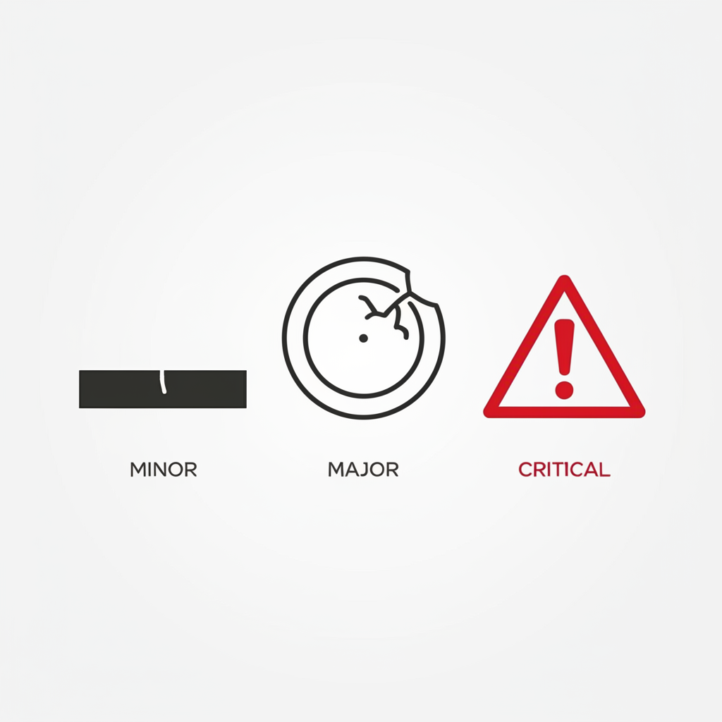 a diagram illustrating the three categories of product defects minor major and critical for quality control