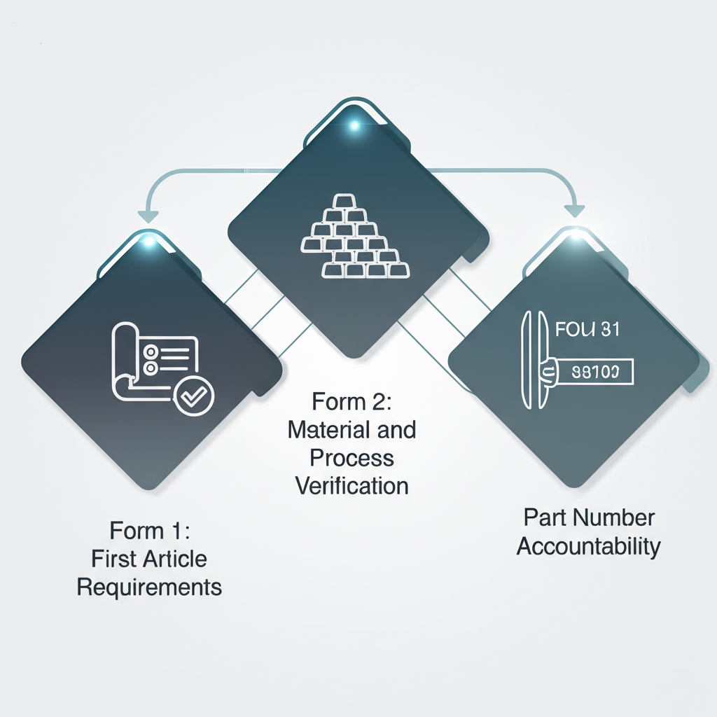 a diagram illustrating the three interconnected forms of the standard as9102 fai report