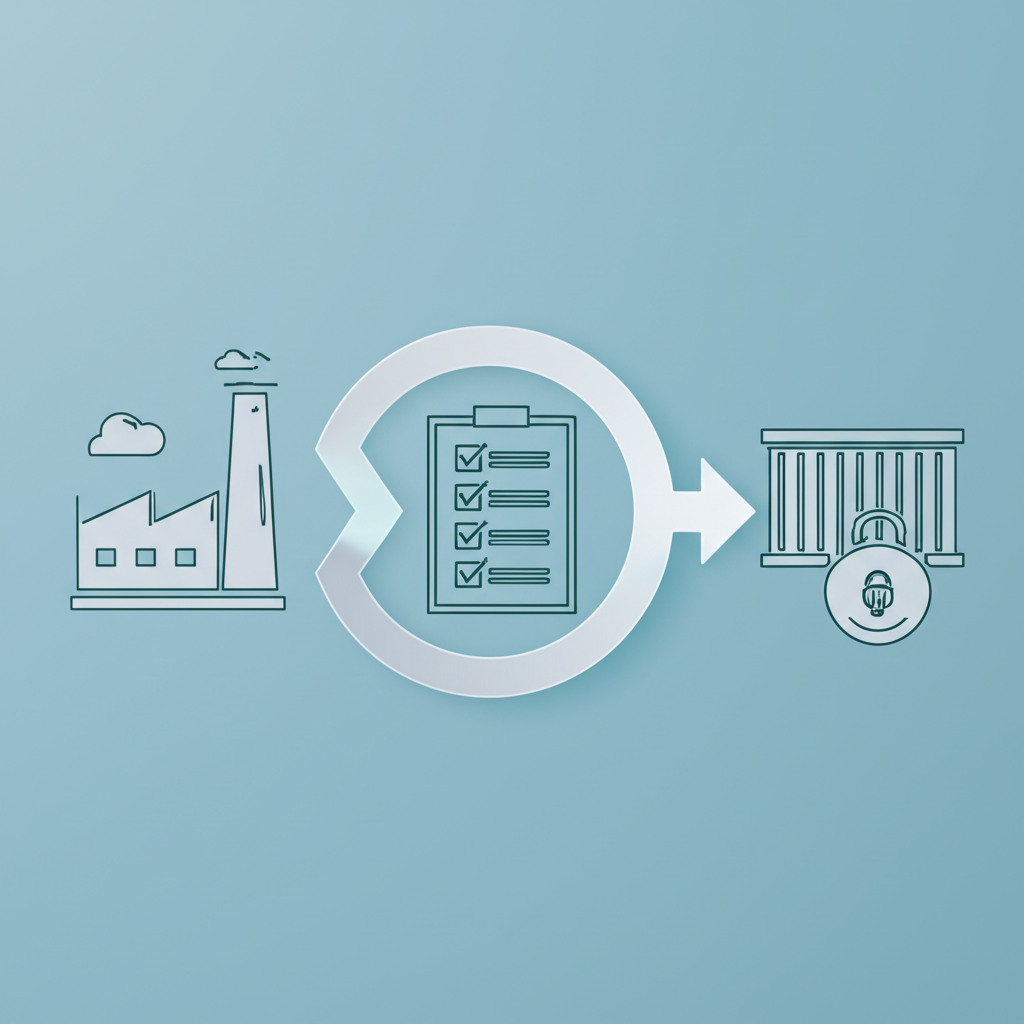 a diagram illustrating the verified process of container loading supervision from factory production to secure shipment