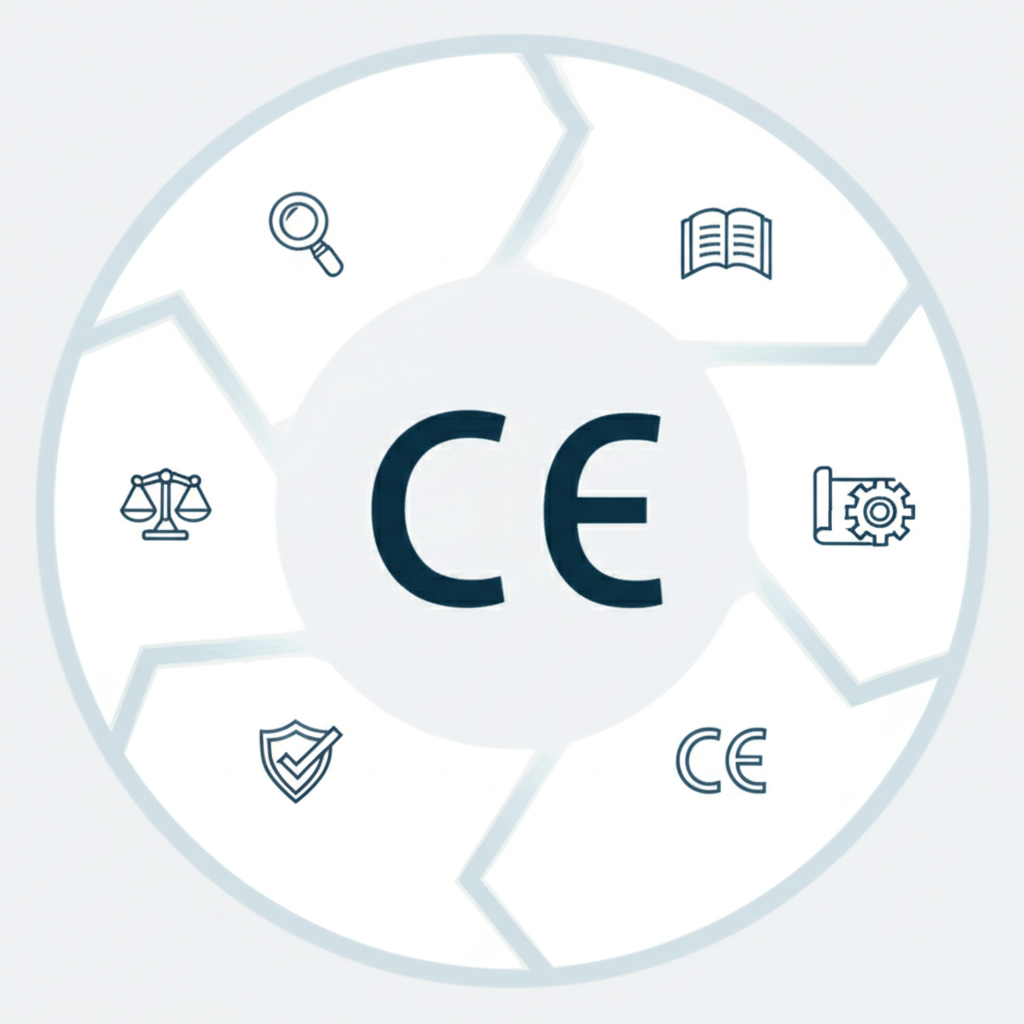 a diagram showing the six step process for ce marking compliance for electronic products