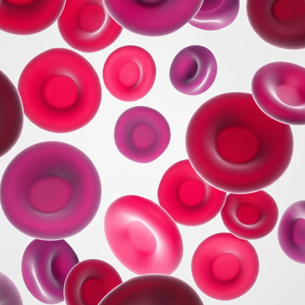 a modern abstract illustration of red and white blood cells symbolizing a complete blood count test