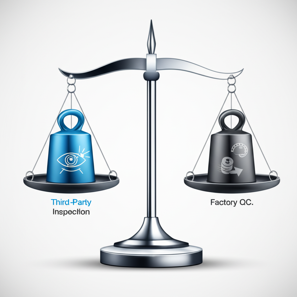 a visual comparison of the pros and cons of third party inspection versus in house factory quality control