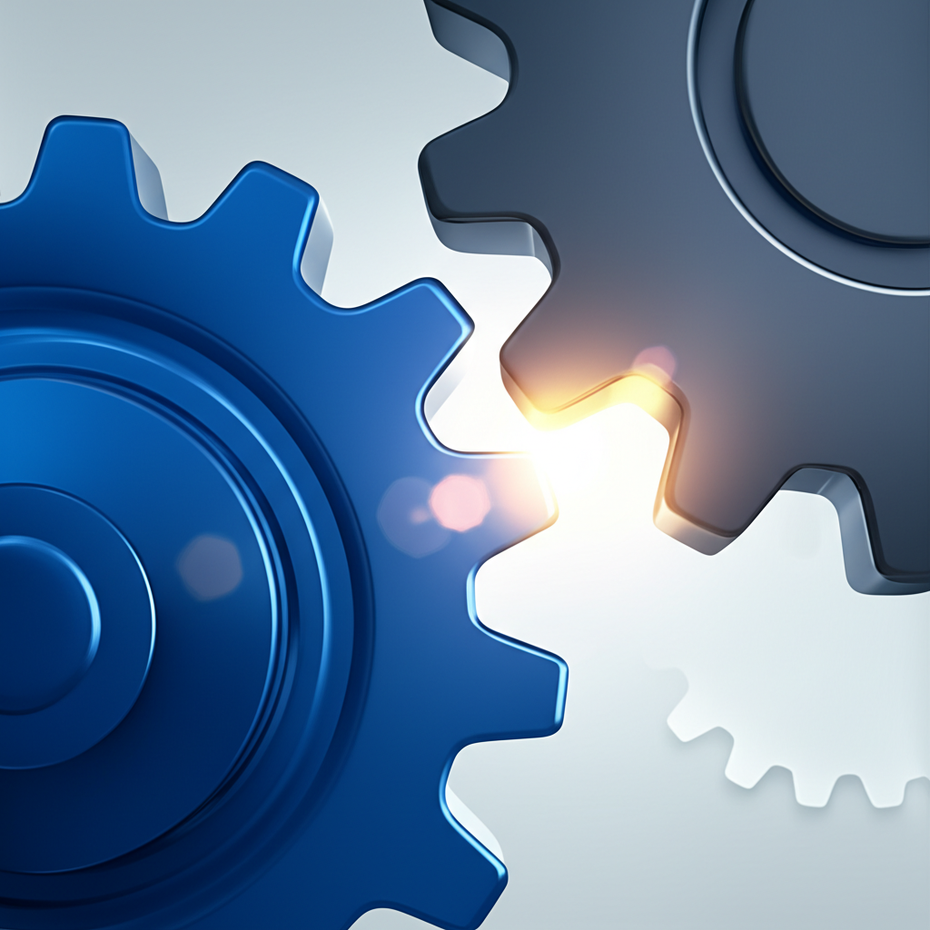 abstract image of two interlocking gears symbolizing a strong partnership