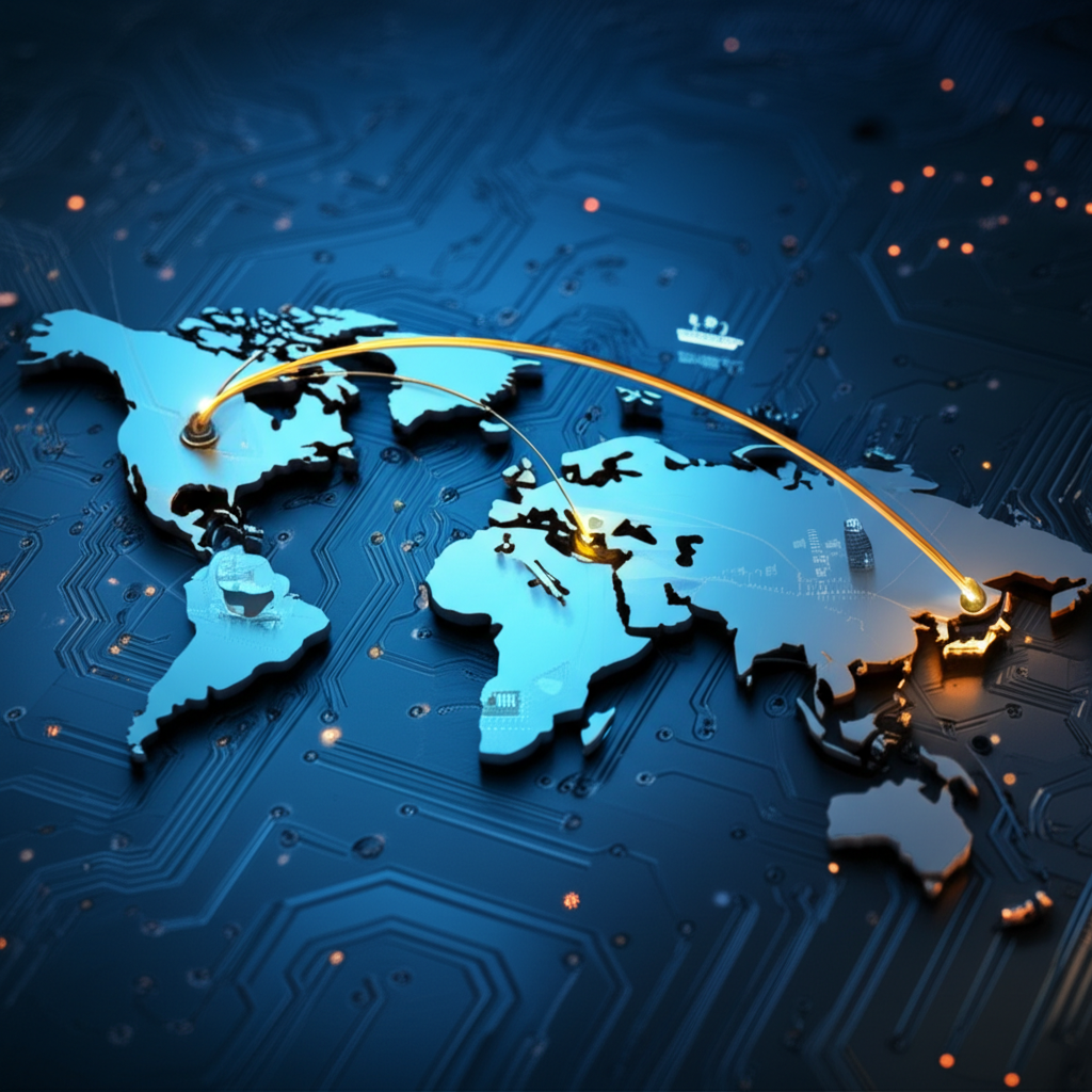 abstract representation of a global electronics supply chain and quality control