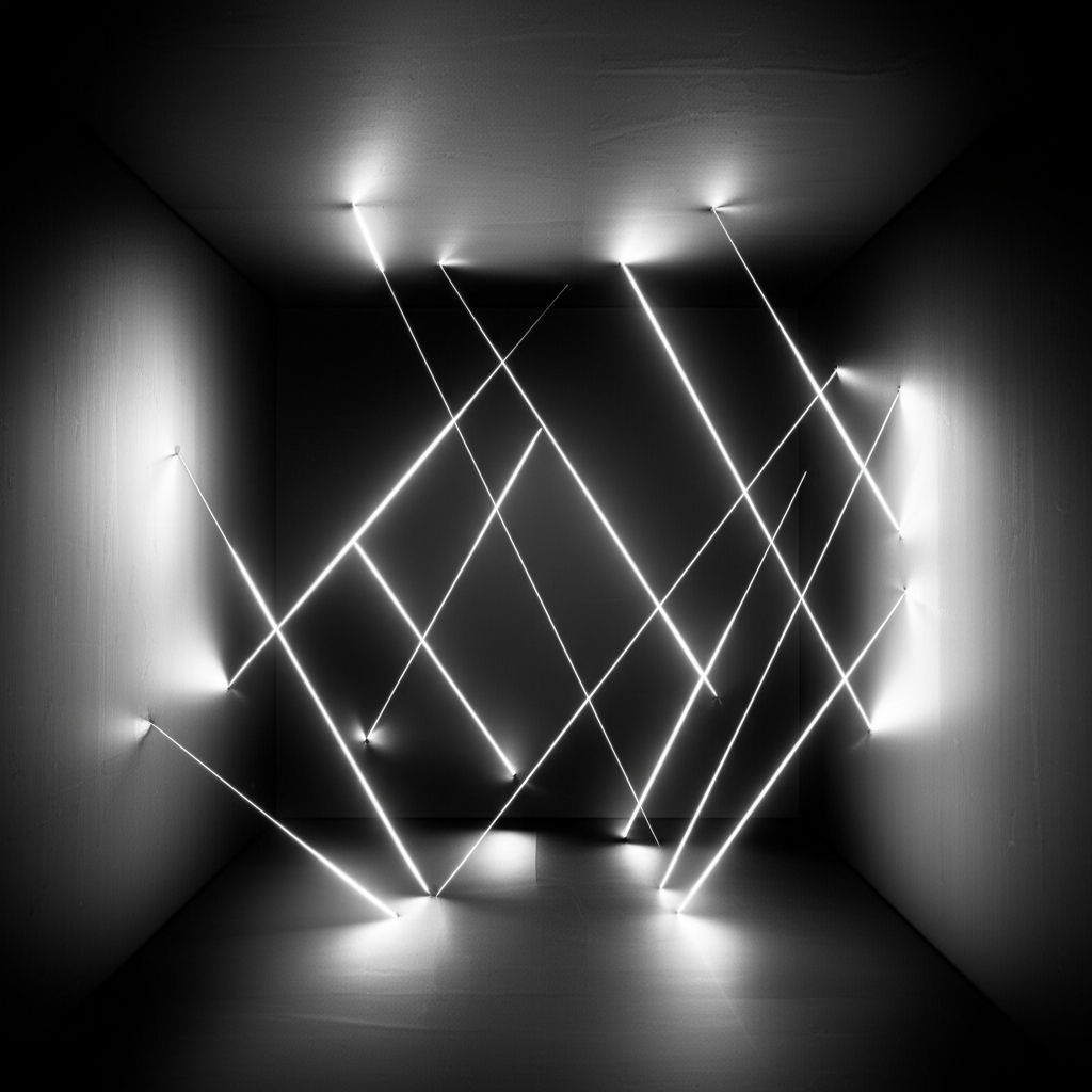 abstract representation of the light test for finding leaks in a shipping container