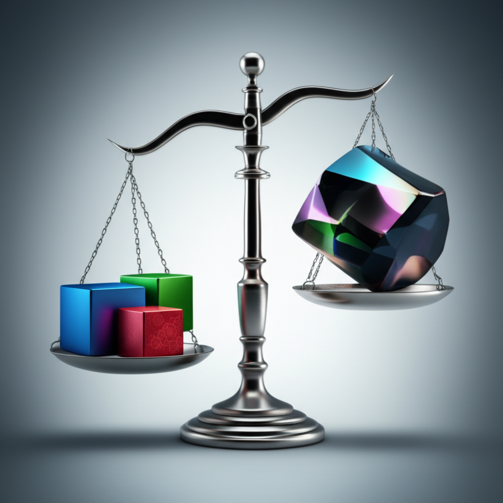 abstract visual of a balance scale representing supplier evaluation criteria