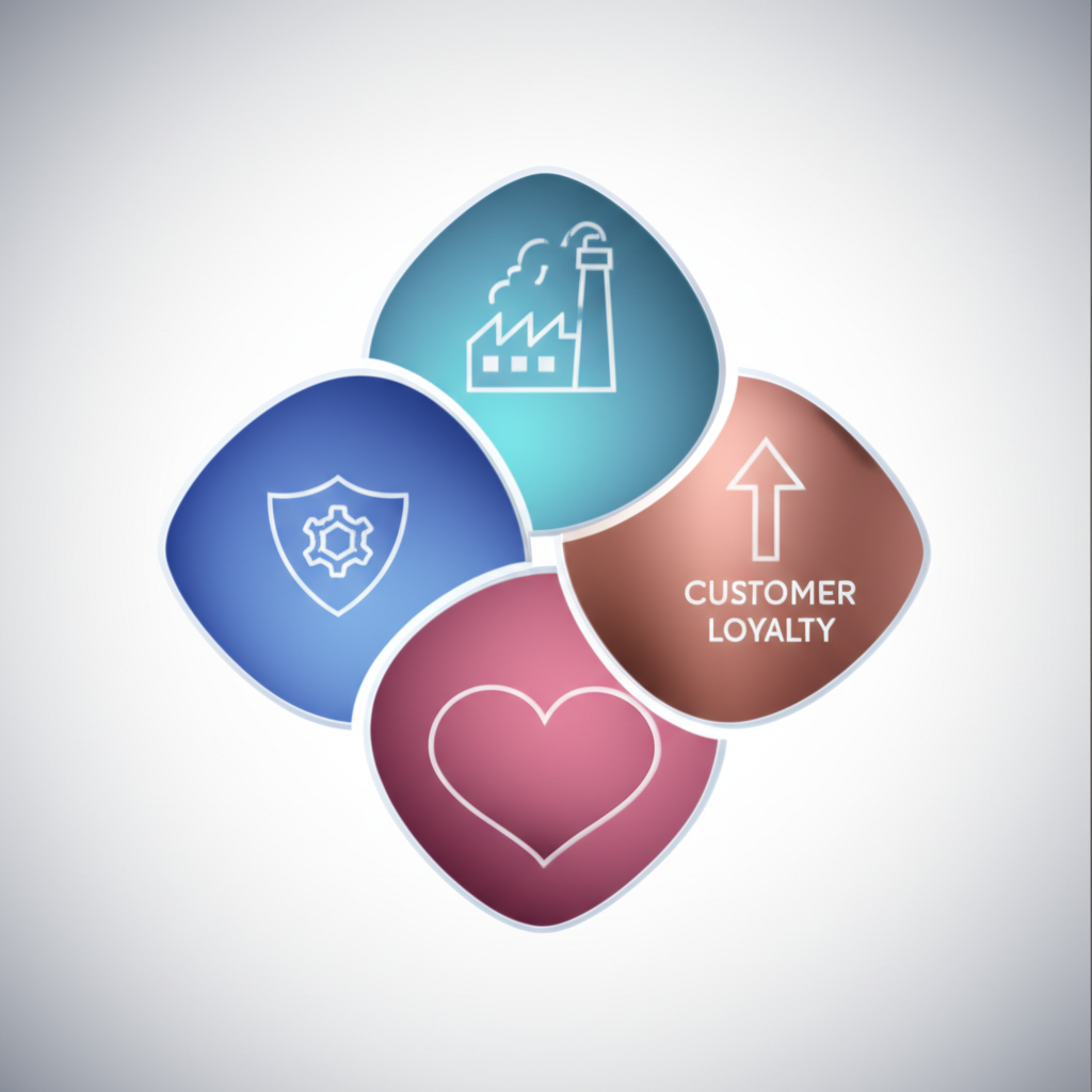 an infographic illustrating the main goals of quality control quality efficiency and customer loyalty