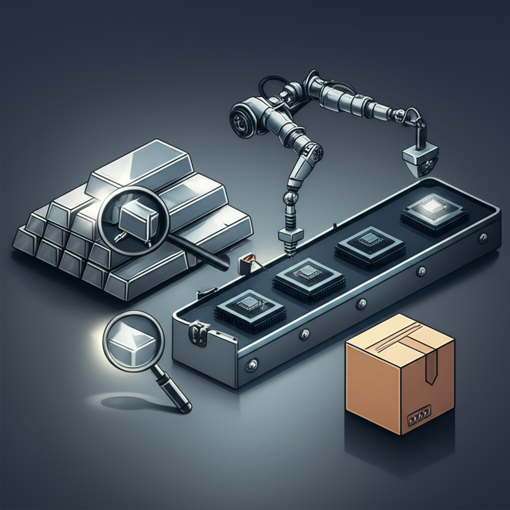 conceptual icons representing the key stages of product inspection pre production during production and pre shipment