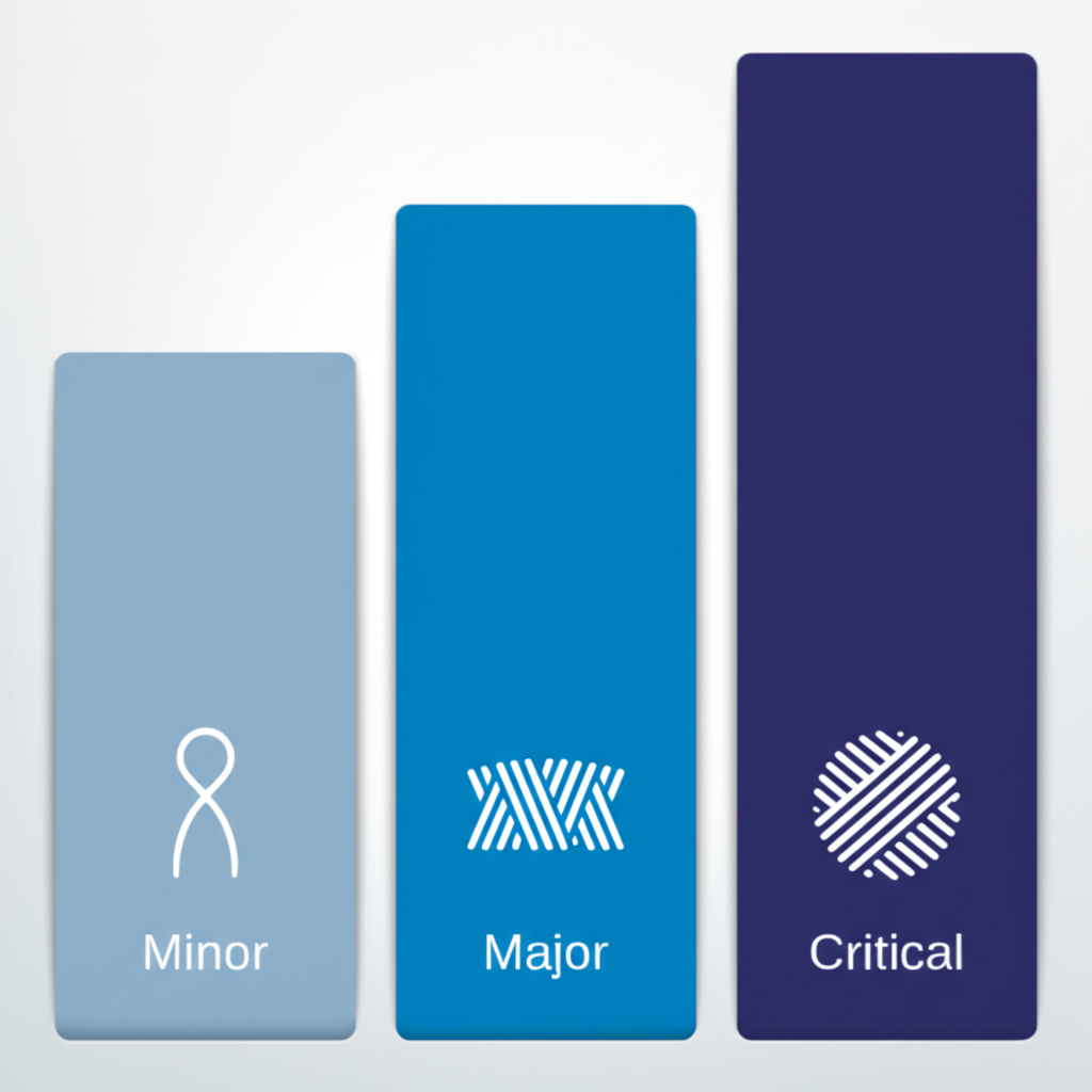 diagram illustrating the classification of garment defects into minor major and critical