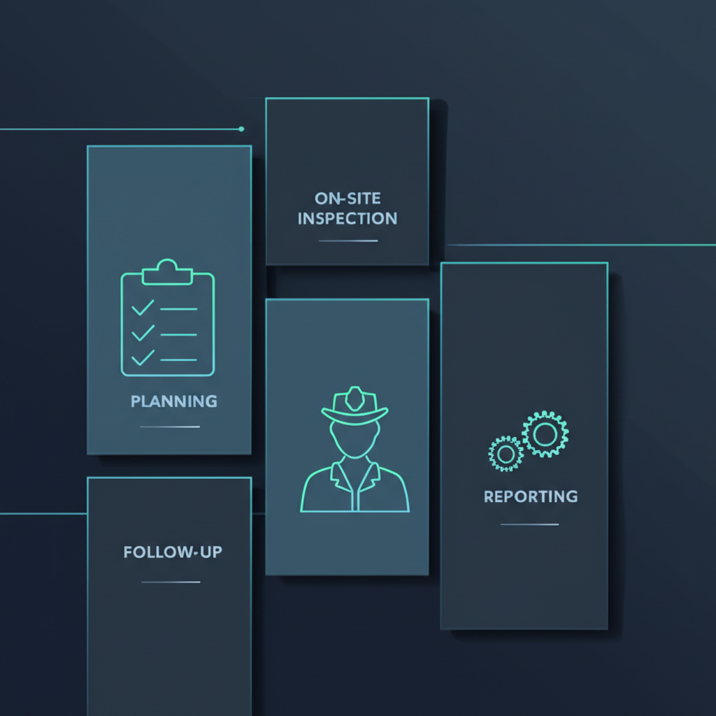 diagram showing the four key phases of a typical factory audit process