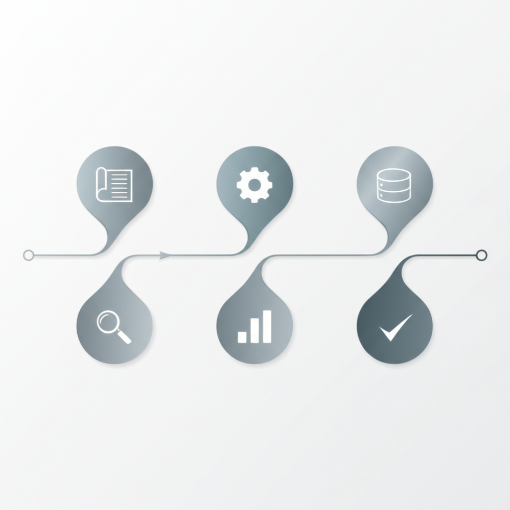 diagram showing the sequential steps of a first article inspection process