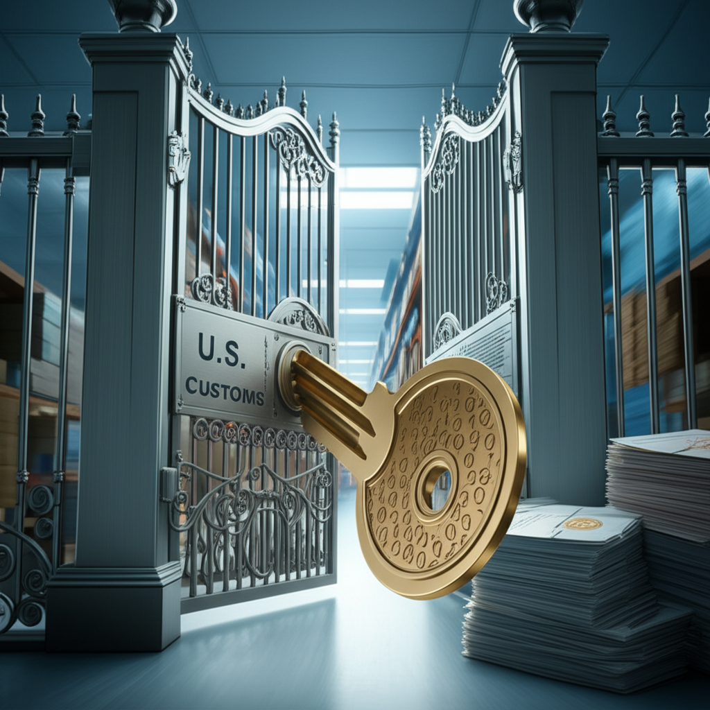 symbolic representation of customs documentation and hts codes for smooth importing