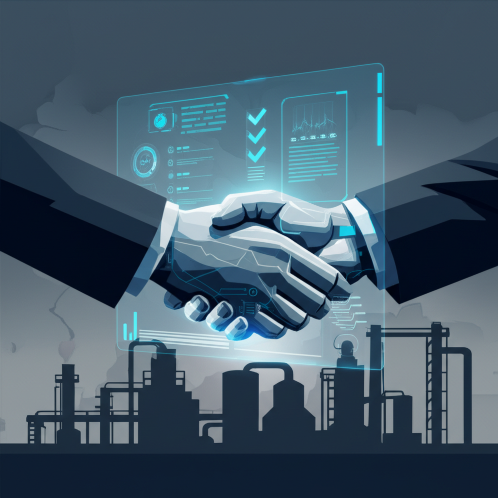 symbolic representation of successful supplier collaboration and audit compliance