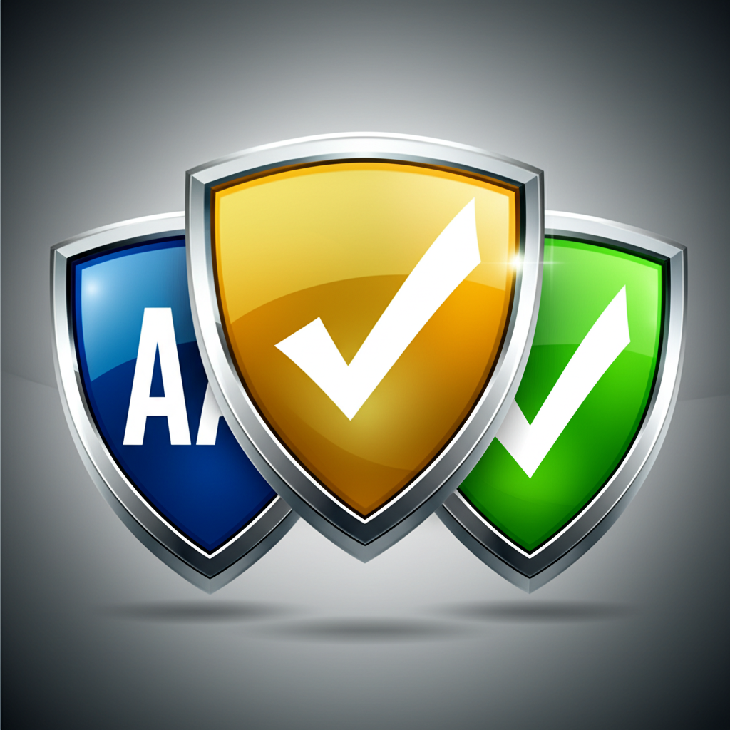 symbolic shields representing top tier factory audit certification grades