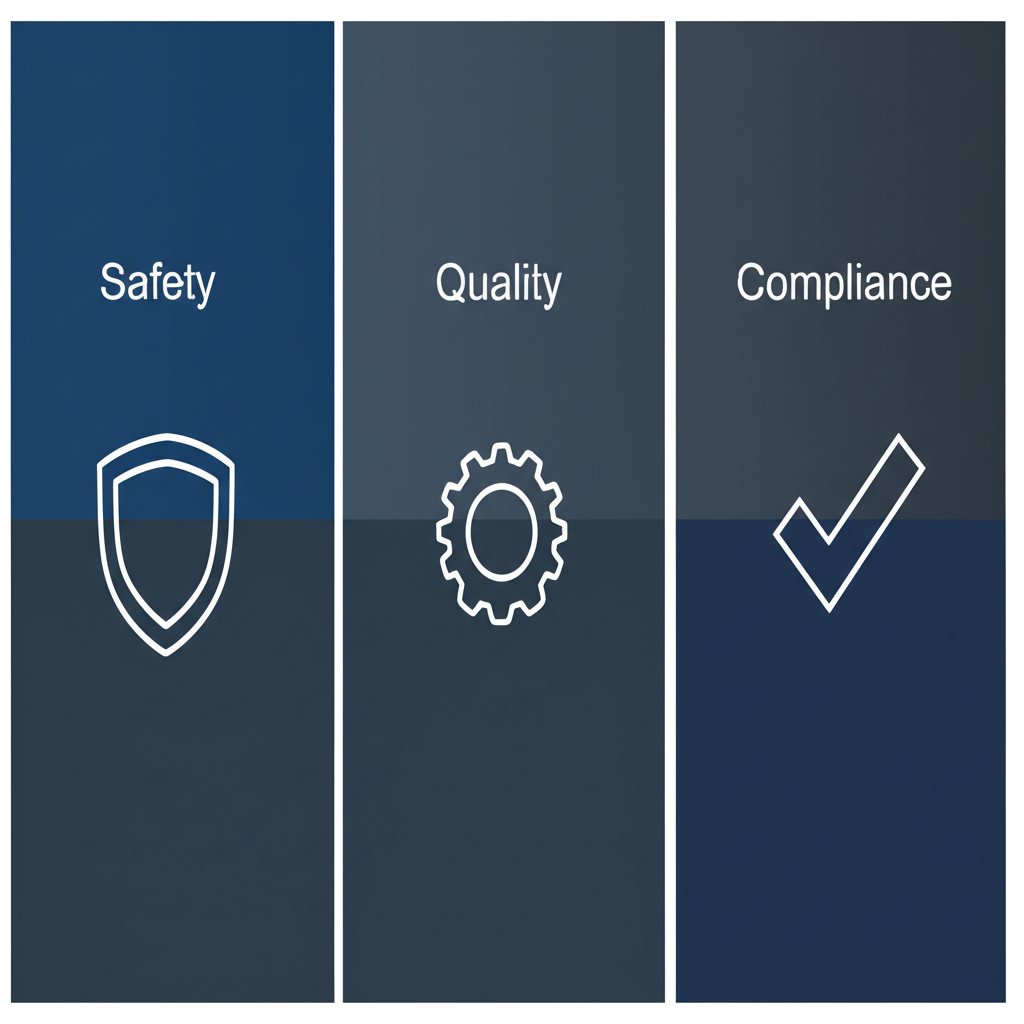 the three core pillars of material testing safety quality and compliance