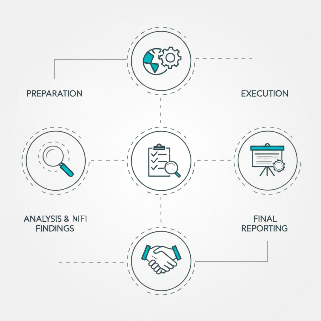 visualizing the step by step process of a comprehensive factory audit