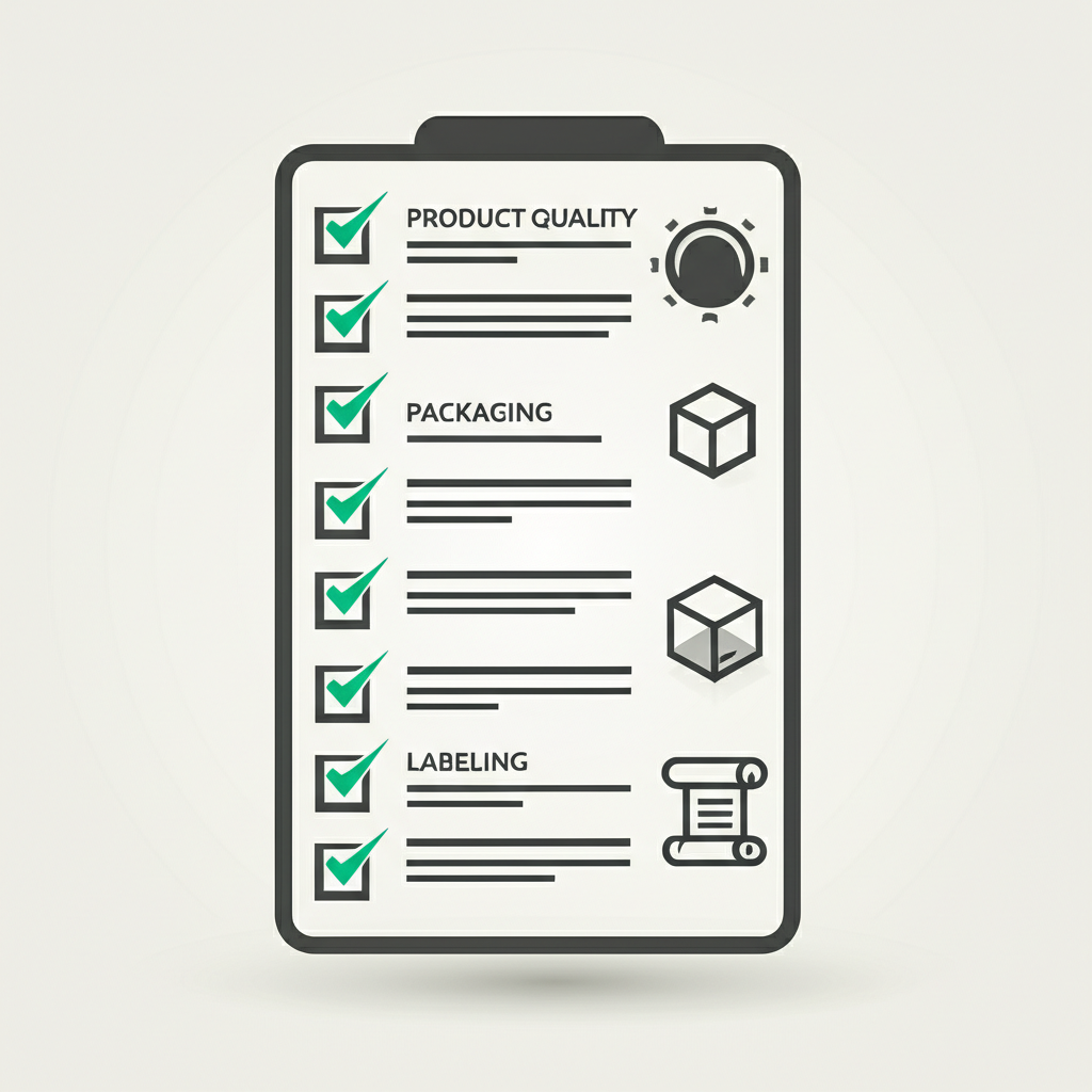 a visual checklist representing the key components of an fba inspection