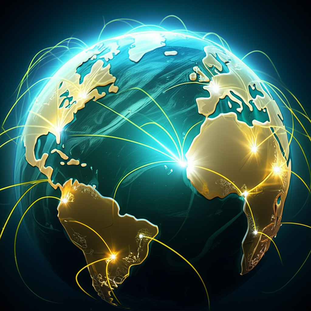 abstract visual of a secure and efficient international supply chain