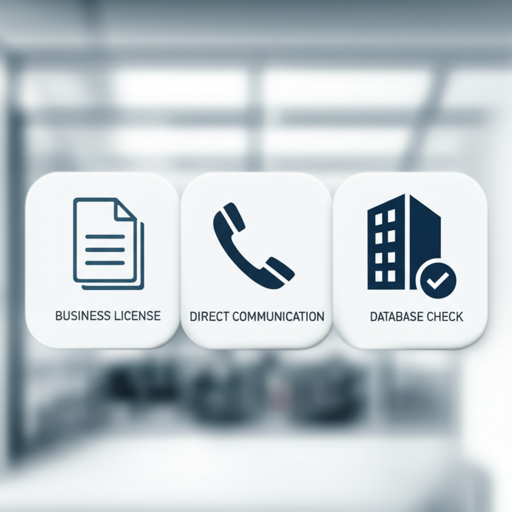 infographic illustrating the key steps of manual supplier verification checking documents direct communication and database validation